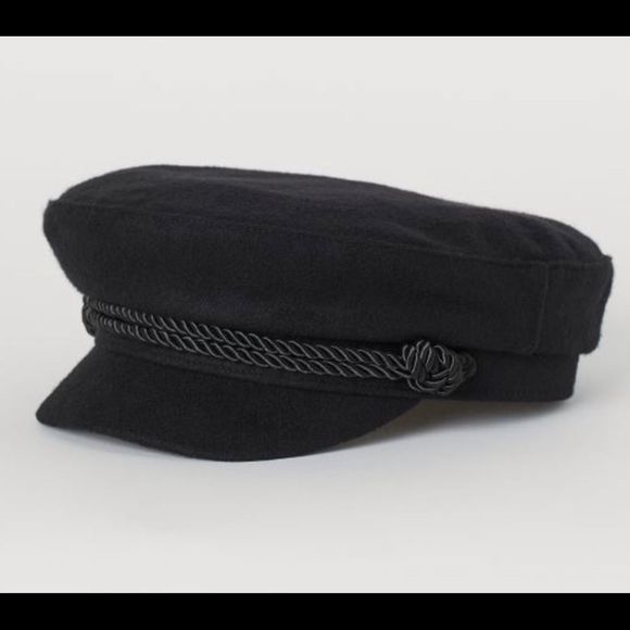 H&M black captain hat womens Sz L - Picture 1 of 10